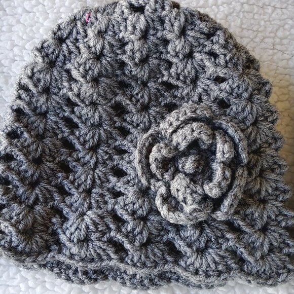 Handmade Cozy crochet hat with flower accent and matching scarf - Picture 4 of 7